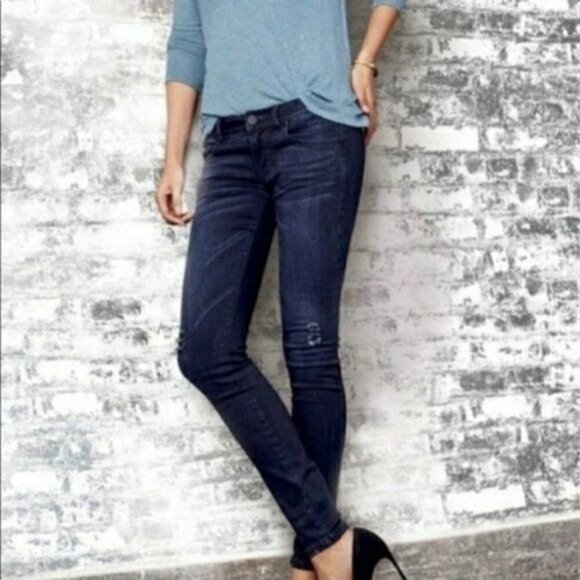 Cabi‎ Curvy Dusk Destructed Skinny Jeans Dark Wash Distressed Denim Jeans sz 2 - Picture 1 of 12